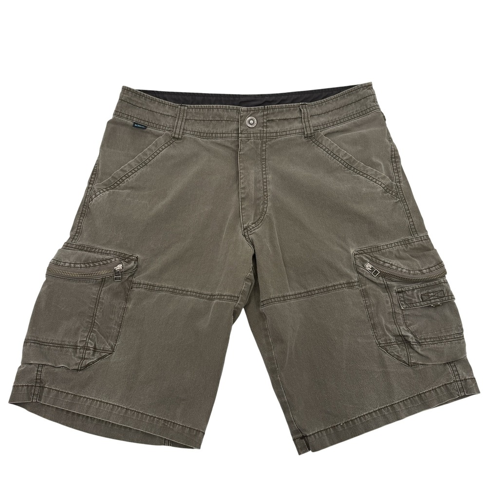 Kuhl Shorts Mens 34 Green Cargo Outdoor Hiking Utility Pockets Vintage PatinaDye
